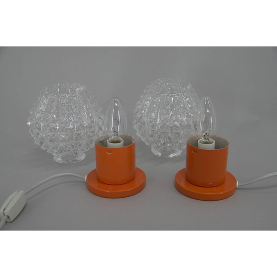 Image 1 of Paire de lampes de table orange vintage par Kamenicky Senov, 1970