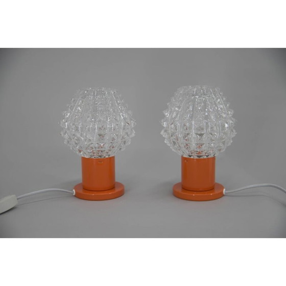 Image 1 of Paire de lampes de table orange vintage par Kamenicky Senov, 1970