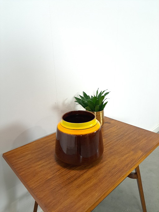 Vase en céramique Zeller Havanna Yellow Brown