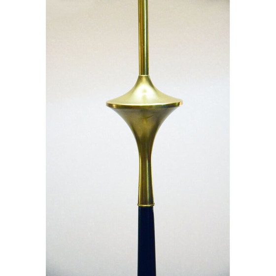 Image 1 of Lampadaire vintage en laiton et acajou, années 1950