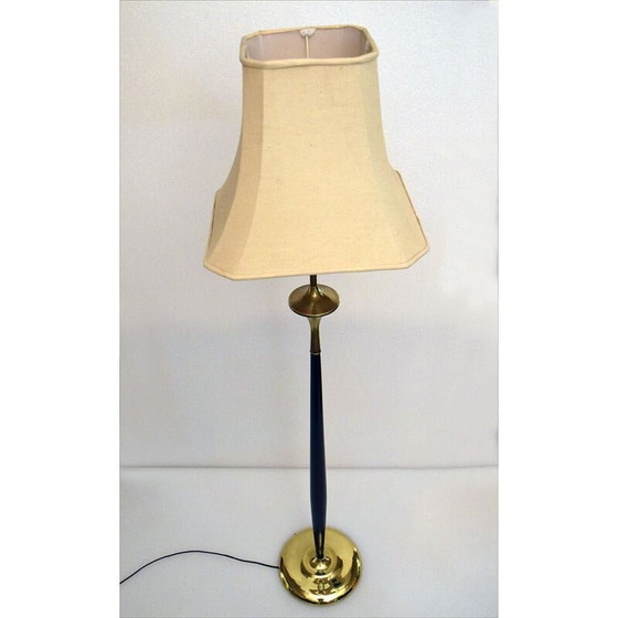 Image 1 of Lampadaire vintage en laiton et acajou, années 1950
