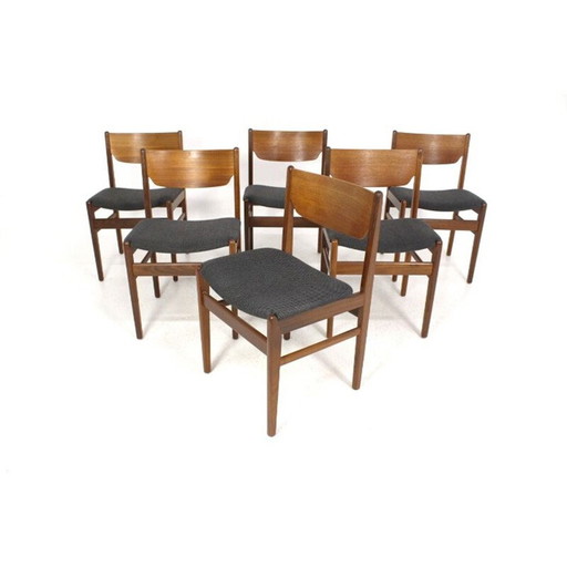 Ensemble de 6 chaises vintage en teck, Danemark, 1960