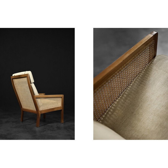 Image 1 of Fauteuil vintage en acajou et osier par Bernt Petersen dla Wørts Møbelsnedkeri, Danemark 1960