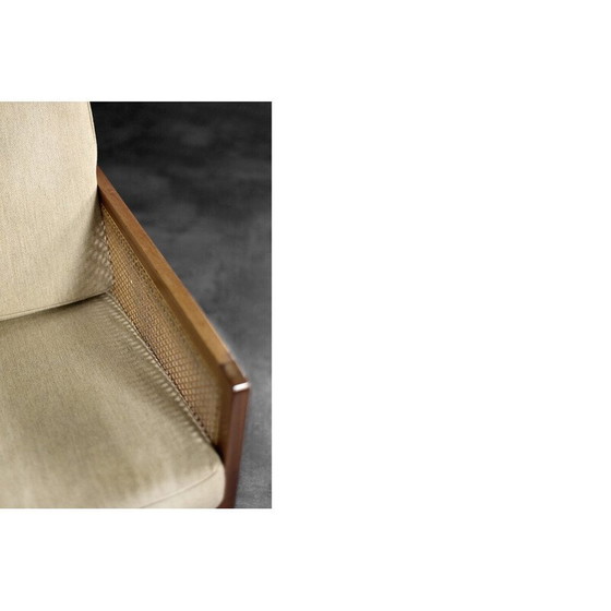 Image 1 of Fauteuil vintage en acajou et osier par Bernt Petersen dla Wørts Møbelsnedkeri, Danemark 1960