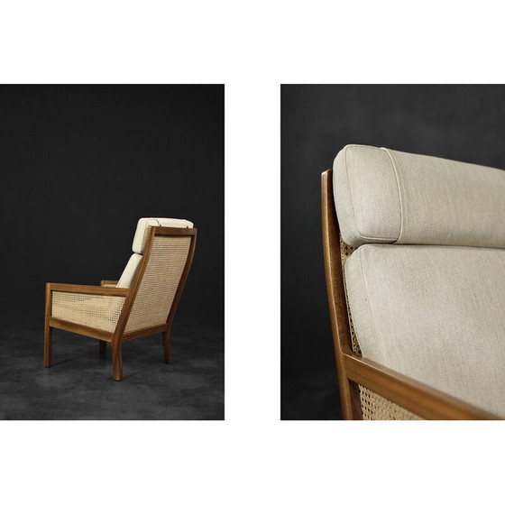 Image 1 of Fauteuil vintage en acajou et osier par Bernt Petersen dla Wørts Møbelsnedkeri, Danemark 1960