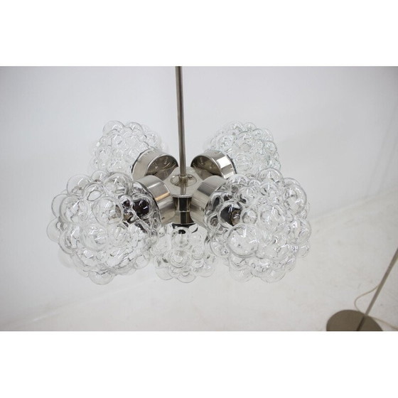 Image 1 of Lampadaire et lustre vintage en acier chromé et verre, Tchécoslovaquie 1970