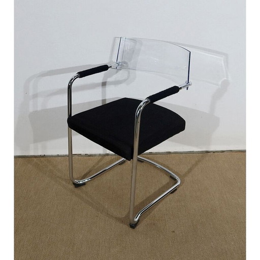 Chaise de bureau vintage en métal chromé