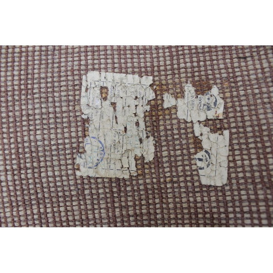 Image 1 of Tapis géométrique vintage marron et orange, Tchécoslovaquie 1970