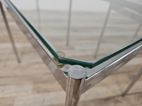 Image 1 of Tables basses Mid Century en acier et verre transparent