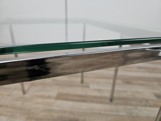 Image 1 of Tables basses Mid Century en acier et verre transparent