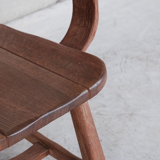 Image 1 of Ensemble de 4 chaises de salle à manger du milieu du siècle en bois de chêne, Belgique, années 1970