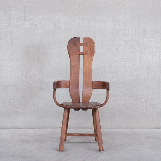 Image 1 of Ensemble de 4 chaises de salle à manger du milieu du siècle en bois de chêne, Belgique, années 1970