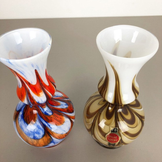 Image 1 of Lot de 2 vases italiens pop art vintage en opaline 1970