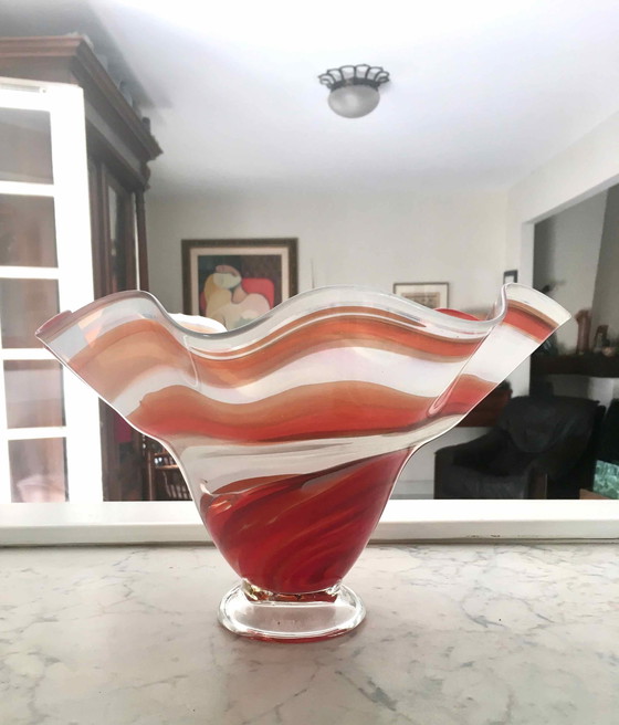 Image 1 of Coupe Ou Vase En Verre Soufflé 1980 Jozefina Krosno