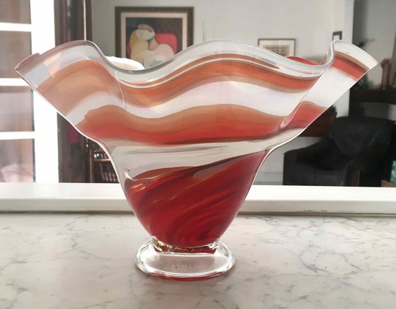 Image 1 of Coupe Ou Vase En Verre Soufflé 1980 Jozefina Krosno