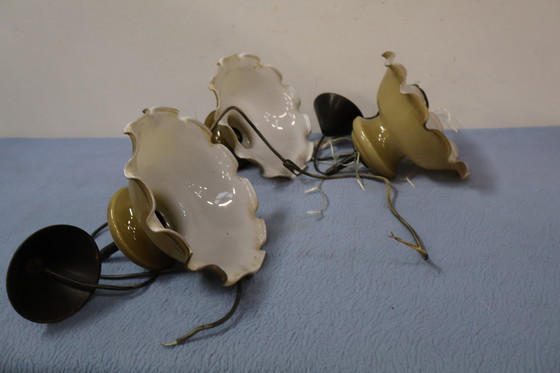 Image 1 of Lampes suspendues massives en opaline avec plis