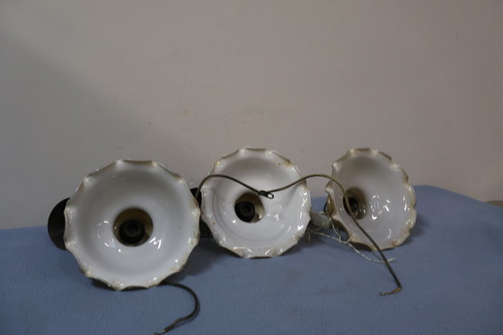 Image 1 of Lampes suspendues massives en opaline avec plis