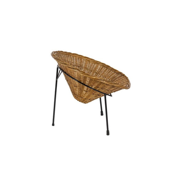 Image 1 of Paire de fauteuils en rotin vintage "Basket", Italie 1950