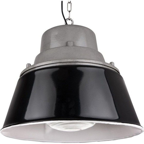 Image 1 of Lampe industrielle vintage en verre prismatique de Pologne, années 1970