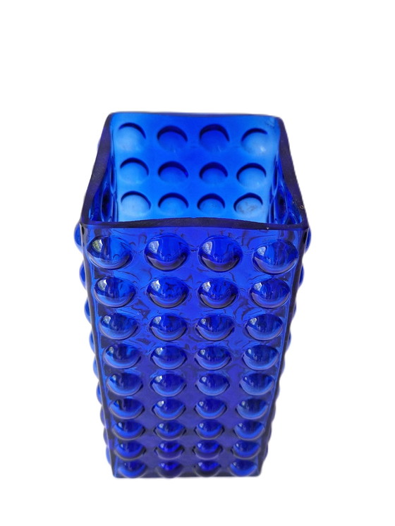 Image 1 of Hirschberg - Vase bleu cobalt avec bulles par Wilhelm Braun