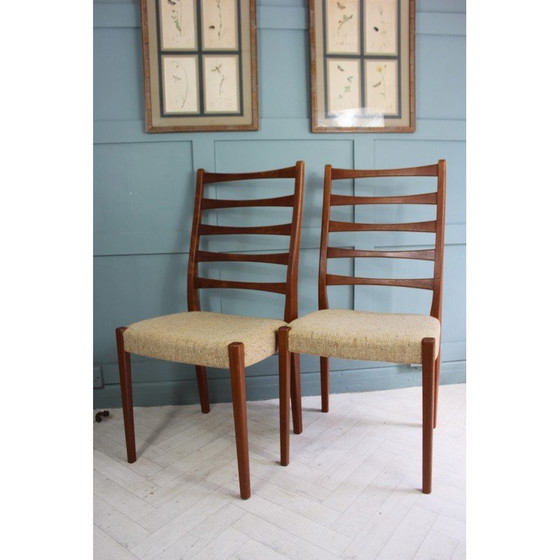 Image 1 of Paire de chaises à dossier en échelle en teck du milieu du siècle par Svegards Of Markaryd