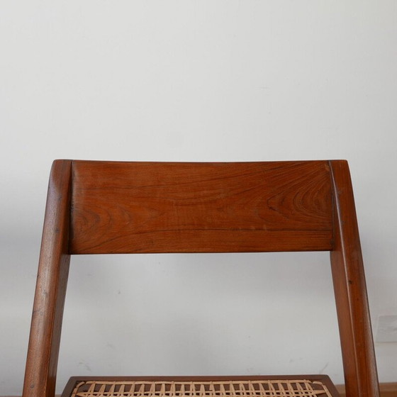 Image 1 of Ensemble de 4 chaises de bibliothèque vintage par Pierre Jeanneret, Inde 1960