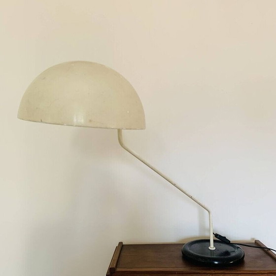 Image 1 of Lampe de bureau vintage Space Age en acier chromé et fonte noire par Harvey Guzzini, 1970