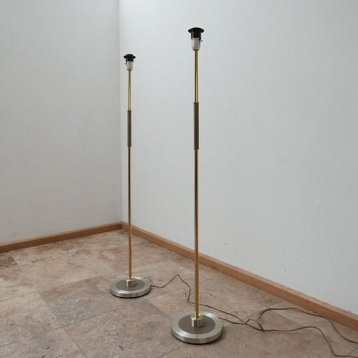 Paire de lampadaires vintage en laiton, Suède 1960