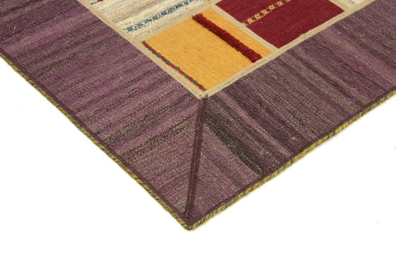 Image 1 of Tapis persan original noué à la main Kilim Patchwork Design 202 X 141 cm Top Condition