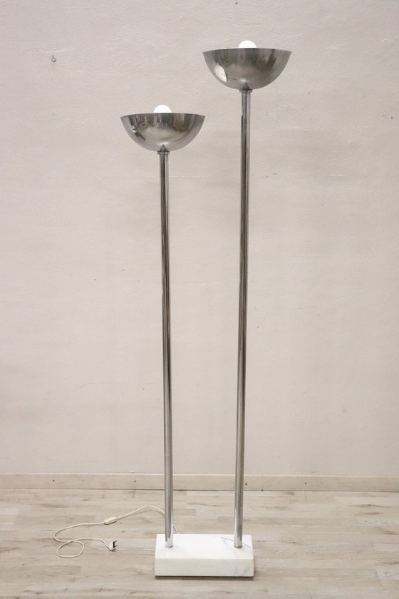 Image 1 of Lampadaire en chrome et marbre, 1980S