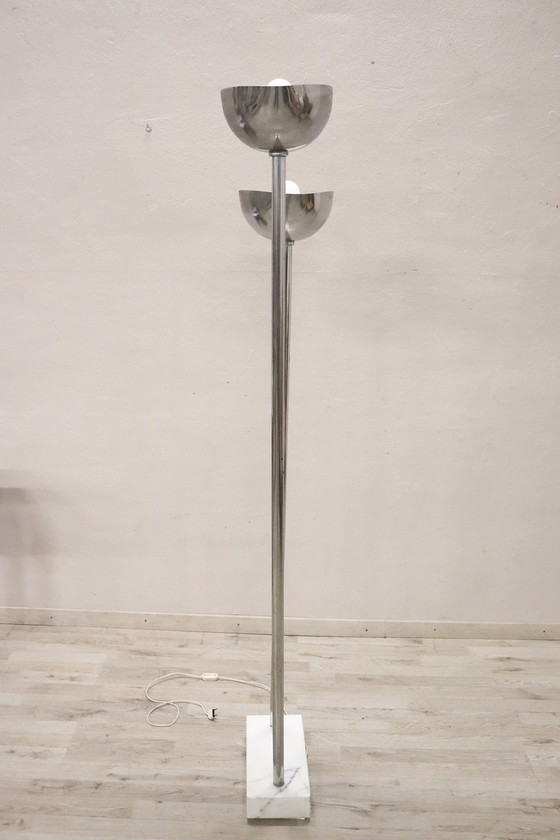 Image 1 of Lampadaire en chrome et marbre, 1980S