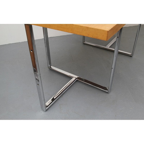 Image 1 of Bureau vintage en chêne clair et métal chromé, 1970