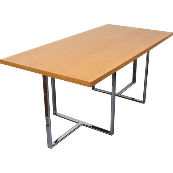 Image 1 of Bureau vintage en chêne clair et métal chromé, 1970