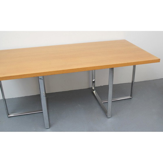 Image 1 of Bureau vintage en chêne clair et métal chromé, 1970