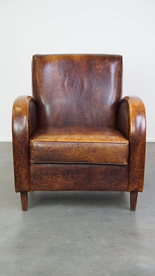 Fauteuil design en cuir de boeuf