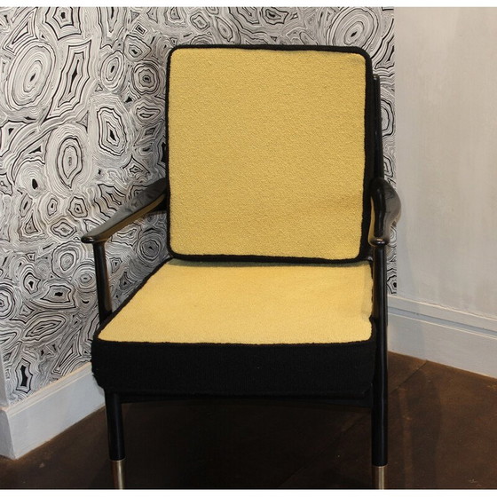 Image 1 of Fauteuil vintage jaune et noir - années 1960