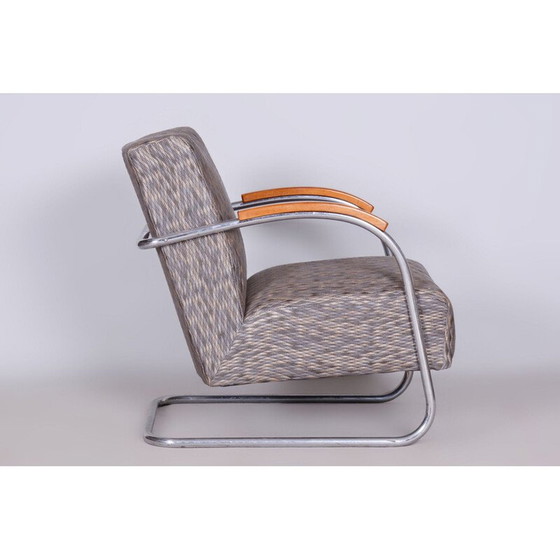 Image 1 of Fauteuil Bauhaus vintage en acier chromé et hêtre pour Mücke-Melder, Tchécoslovaquie 1930
