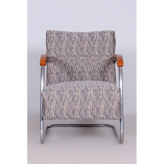 Image 1 of Fauteuil Bauhaus vintage en acier chromé et hêtre pour Mücke-Melder, Tchécoslovaquie 1930