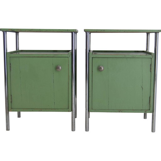 Paire de tables de nuit Bauhaus vintage de Vichr and Co, années 1930