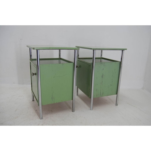 Paire de tables de nuit Bauhaus vintage de Vichr and Co, années 1930