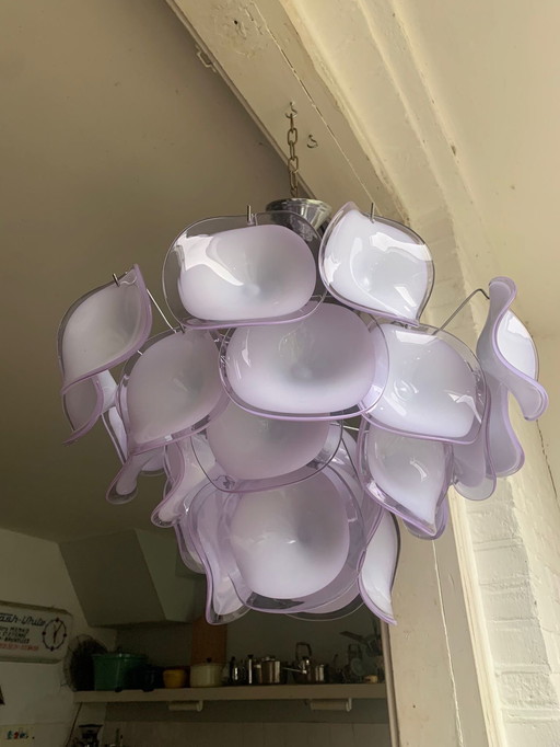 Lampe pendante Vistose suspendue avec des éléments uniques en verre de Murano