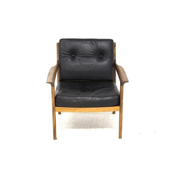 Image 1 of Fauteuil scandinave vintage en cuir par Bröderna Andersson, Suède 1960