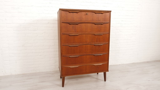 Commode danoise vintage | Teck | 6 tiroirs | 122 cm