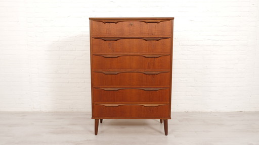 Commode danoise vintage | Teck | 6 tiroirs | 122 cm