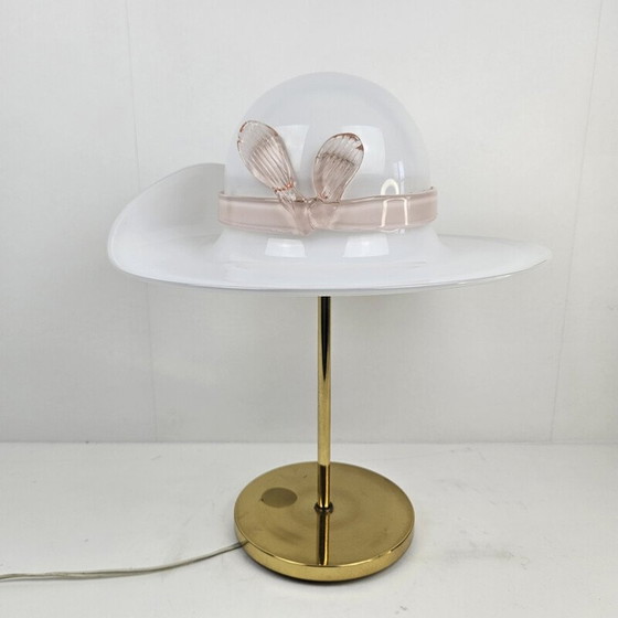 Image 1 of Lampe de table vintage en laiton et verre de Murano, Italie 1970