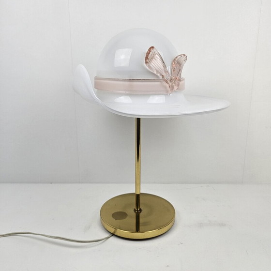 Image 1 of Lampe de table vintage en laiton et verre de Murano, Italie 1970