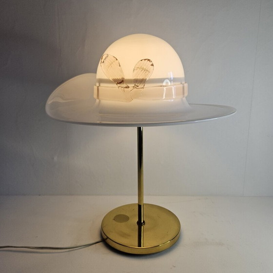 Image 1 of Lampe de table vintage en laiton et verre de Murano, Italie 1970