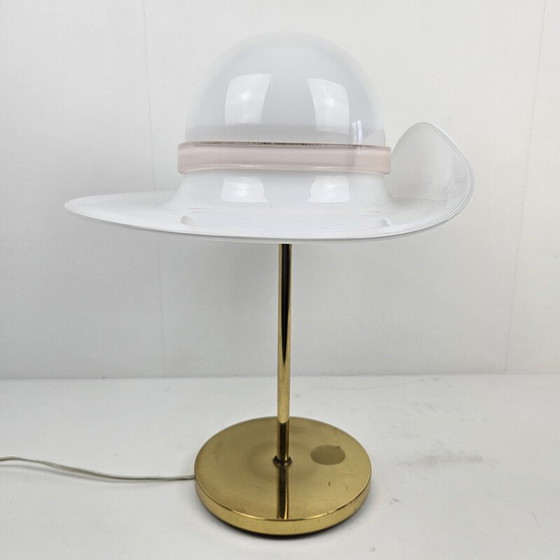 Image 1 of Lampe de table vintage en laiton et verre de Murano, Italie 1970