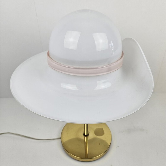 Image 1 of Lampe de table vintage en laiton et verre de Murano, Italie 1970