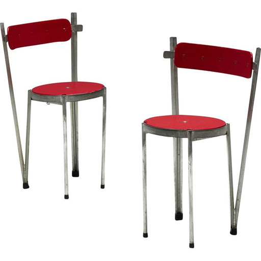 Chaises industrielles vintage en bois, années 1940